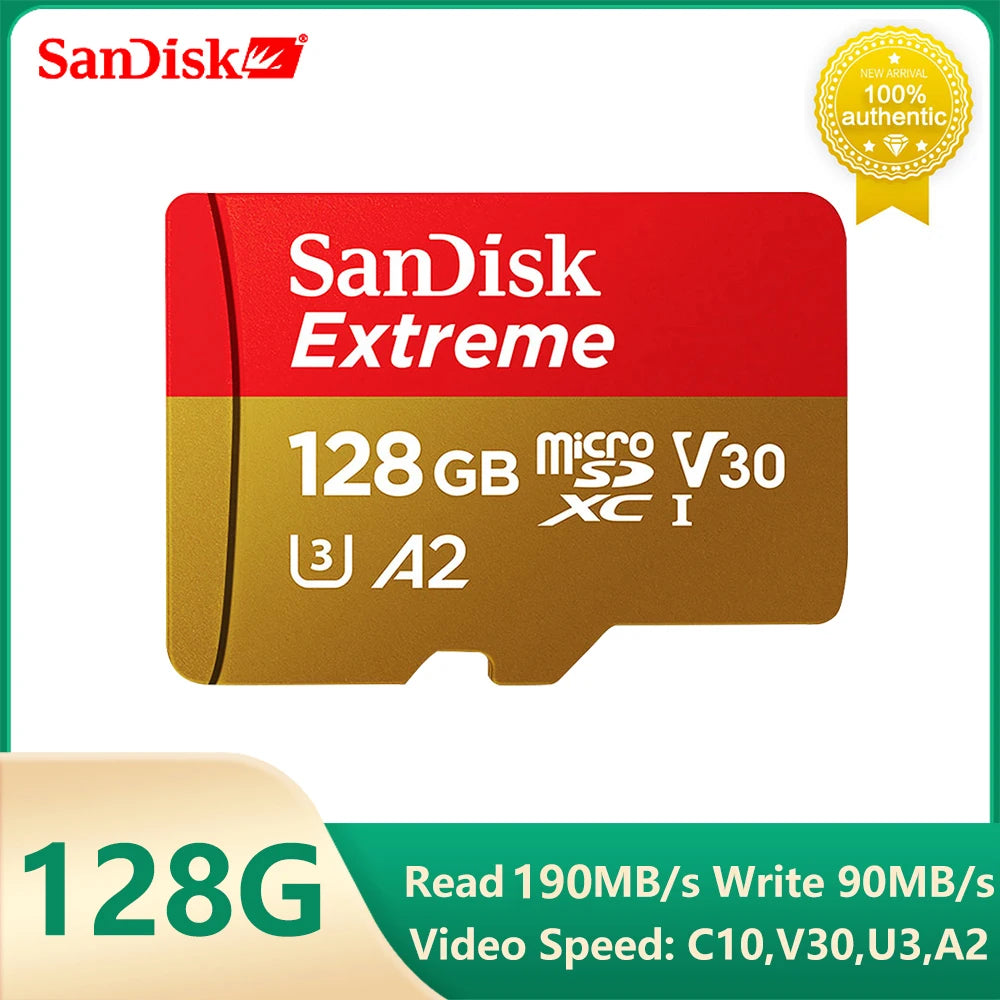 SanDisk Extreme Micro SD Card Memory Card 128GB 64GB 256GB 512GB 1T SDXC V30 A2 U3 4K TF for Camera Steam Deck Switch Rog Ally