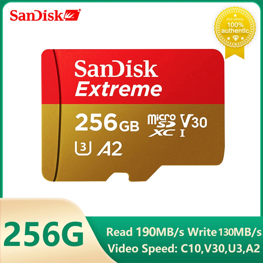 SanDisk Extreme Micro SD Card Memory Card 128GB 64GB 256GB 512GB 1T SDXC V30 A2 U3 4K TF for Camera Steam Deck Switch Rog Ally