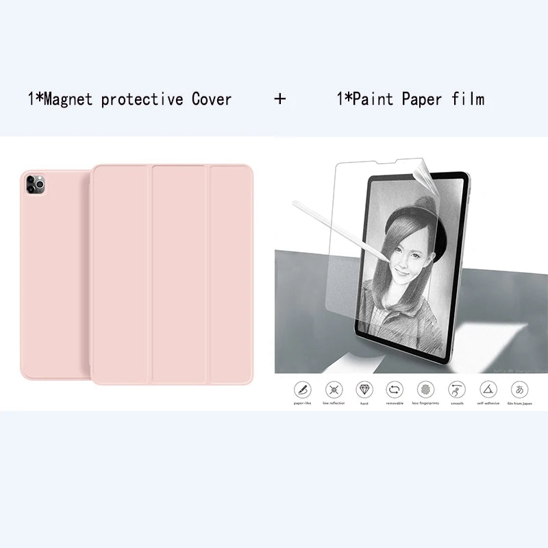 Tablet Stand Protection Clip For iPad Pro 12.9 Cover for Pro 11 13 M5 M4 Case Tri-fold magnet Back Case for iPad 10th Air 5 Film