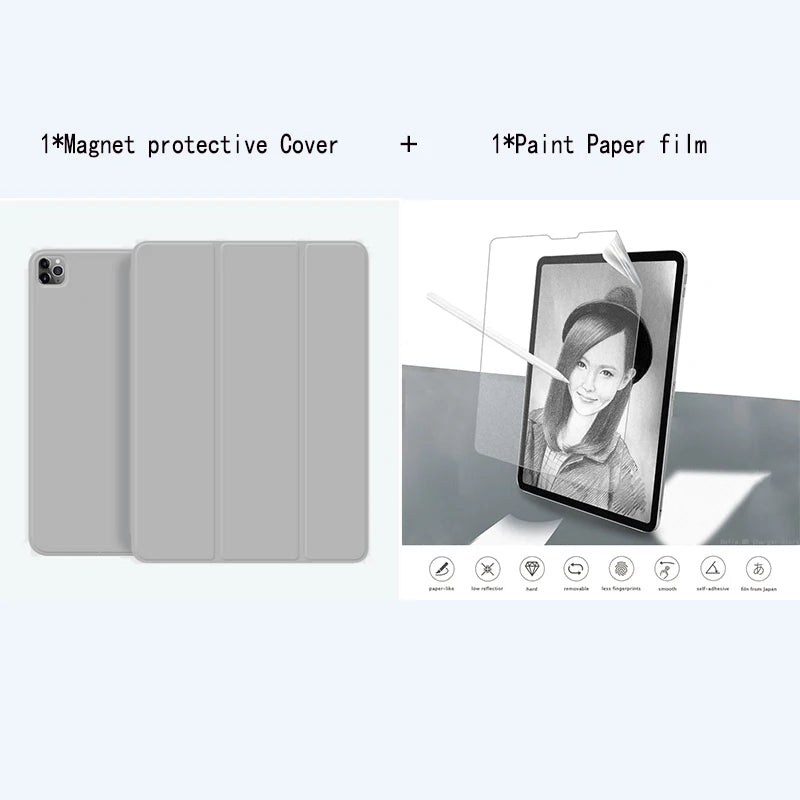 Tablet Stand Protection Clip For iPad Pro 12.9 Cover for Pro 11 13 M5 M4 Case Tri-fold magnet Back Case for iPad 10th Air 5 Film