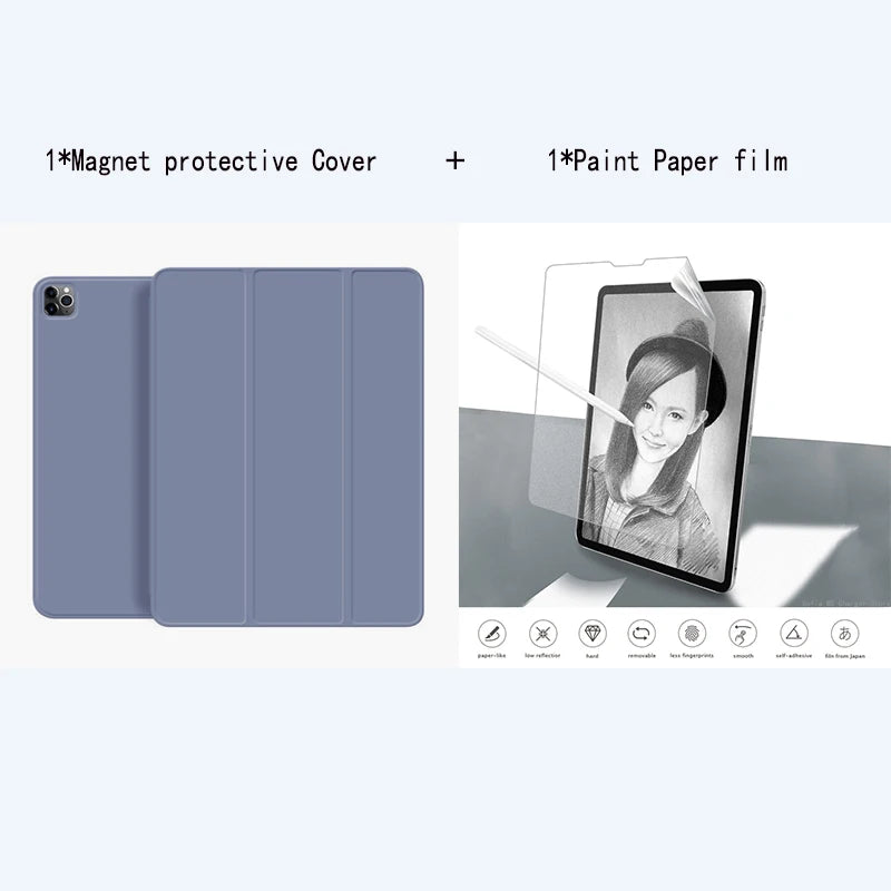 Tablet Stand Protection Clip For iPad Pro 12.9 Cover for Pro 11 13 M5 M4 Case Tri-fold magnet Back Case for iPad 10th Air 5 Film