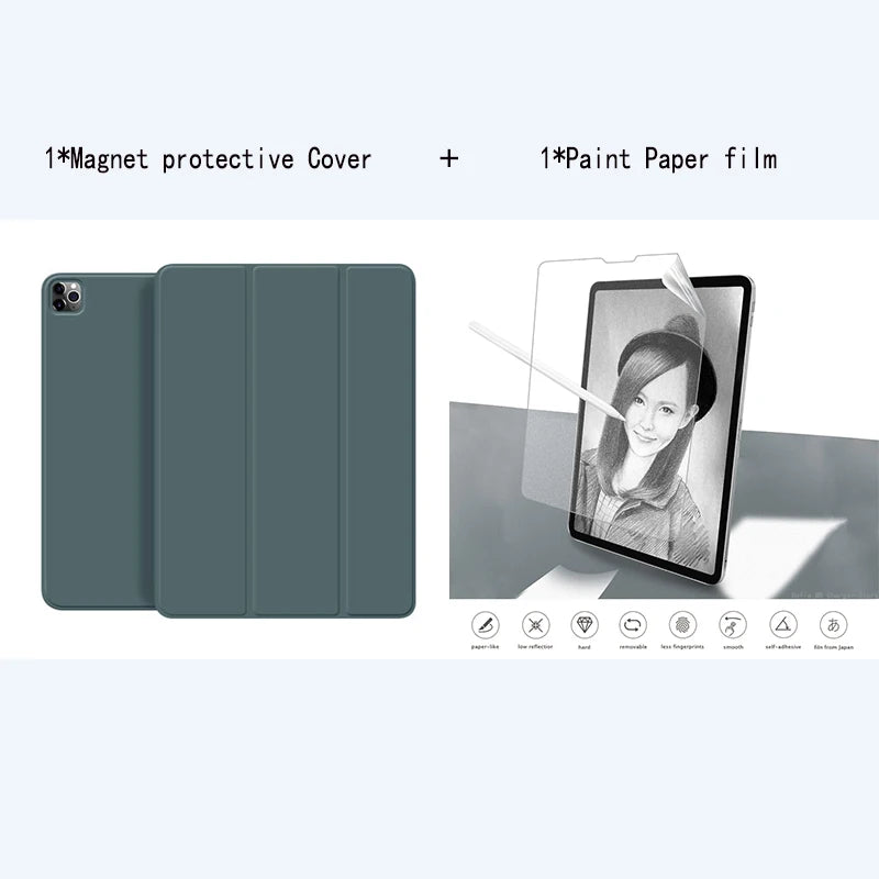 Tablet Stand Protection Clip For iPad Pro 12.9 Cover for Pro 11 13 M5 M4 Case Tri-fold magnet Back Case for iPad 10th Air 5 Film