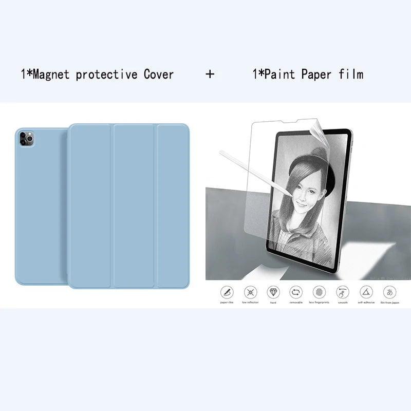 Tablet Stand Protection Clip For iPad Pro 12.9 Cover for Pro 11 13 M5 M4 Case Tri-fold magnet Back Case for iPad 10th Air 5 Film