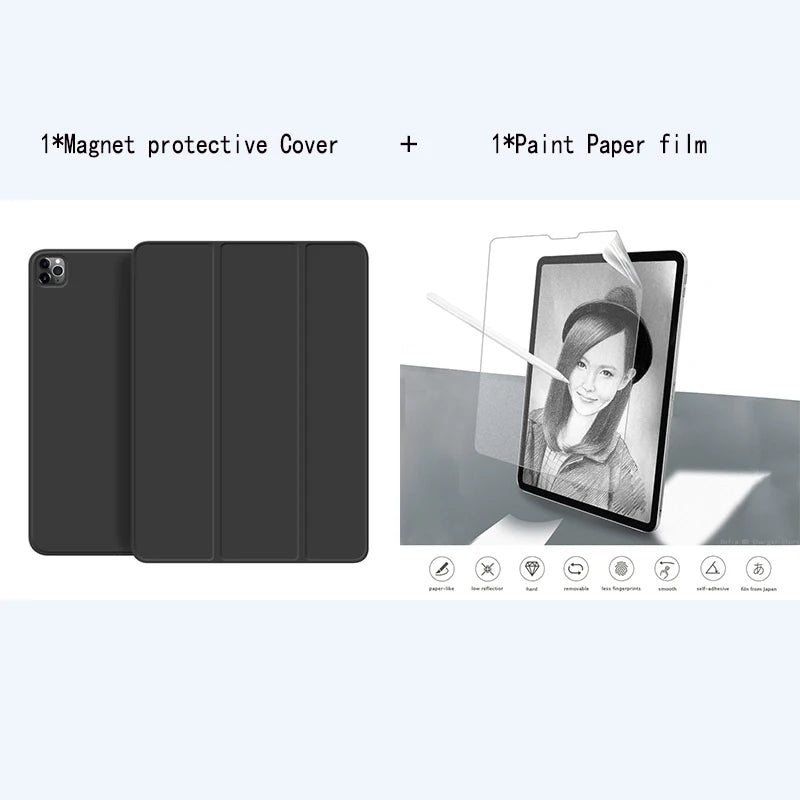 Tablet Stand Protection Clip For iPad Pro 12.9 Cover for Pro 11 13 M5 M4 Case Tri-fold magnet Back Case for iPad 10th Air 5 Film
