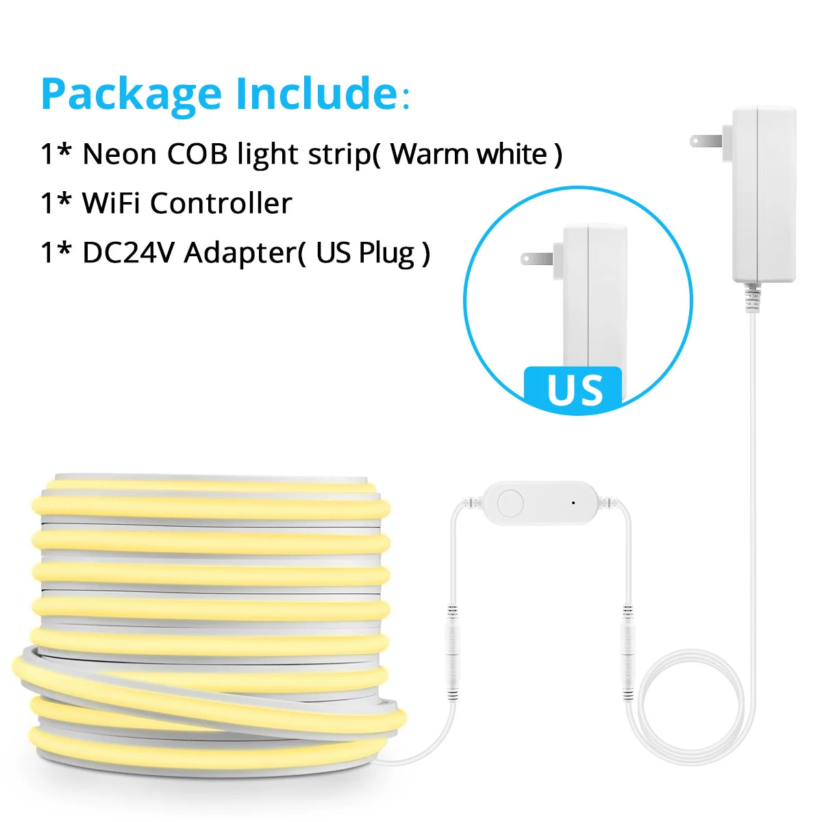 Alexa Silicone 24V Cob LED Strip Tuya Smart Home Wifi Lights Self Adhesive Neon Tape With Dimmable LED Dimmer Controller 5m 10m