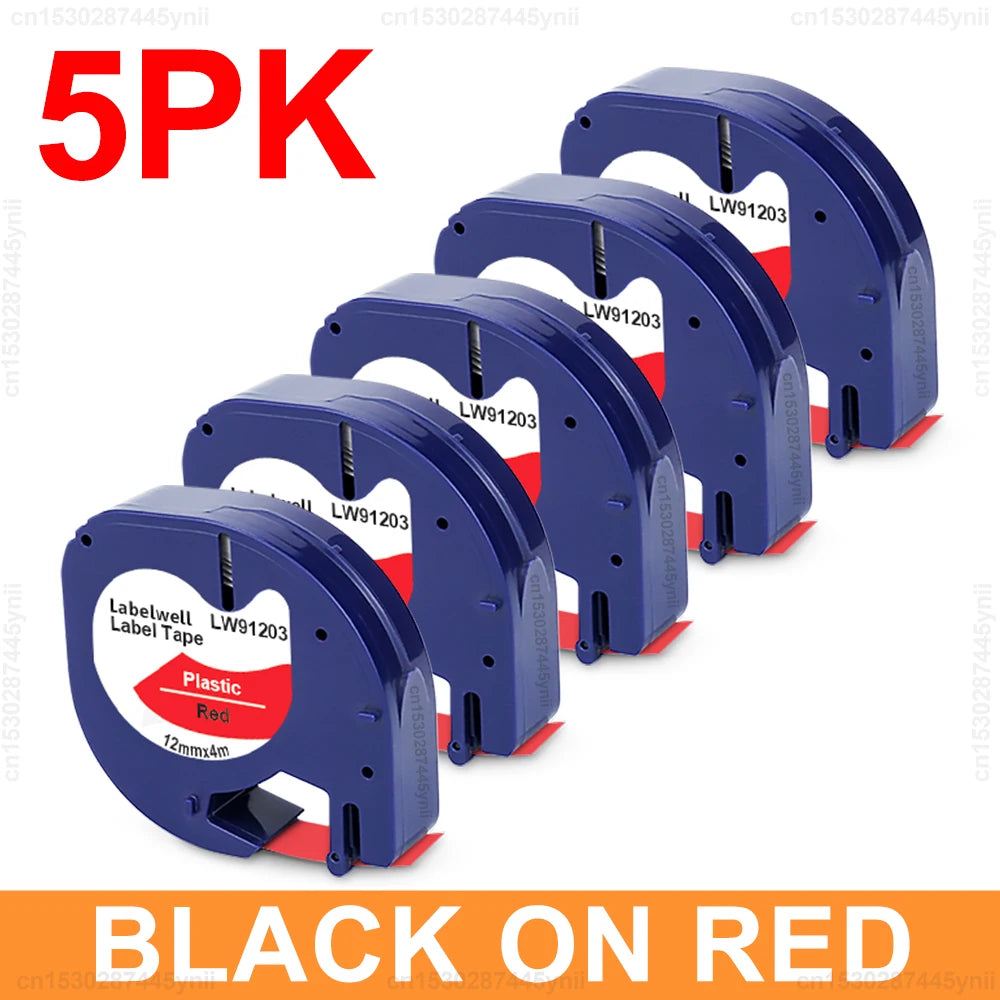 2/5/10Pcs 91201 91202 12267 12mm LT Tape Compatible for Dymo Letratag 91221 91331 91200 Label Tape for DYMO LT-100H Label Maker