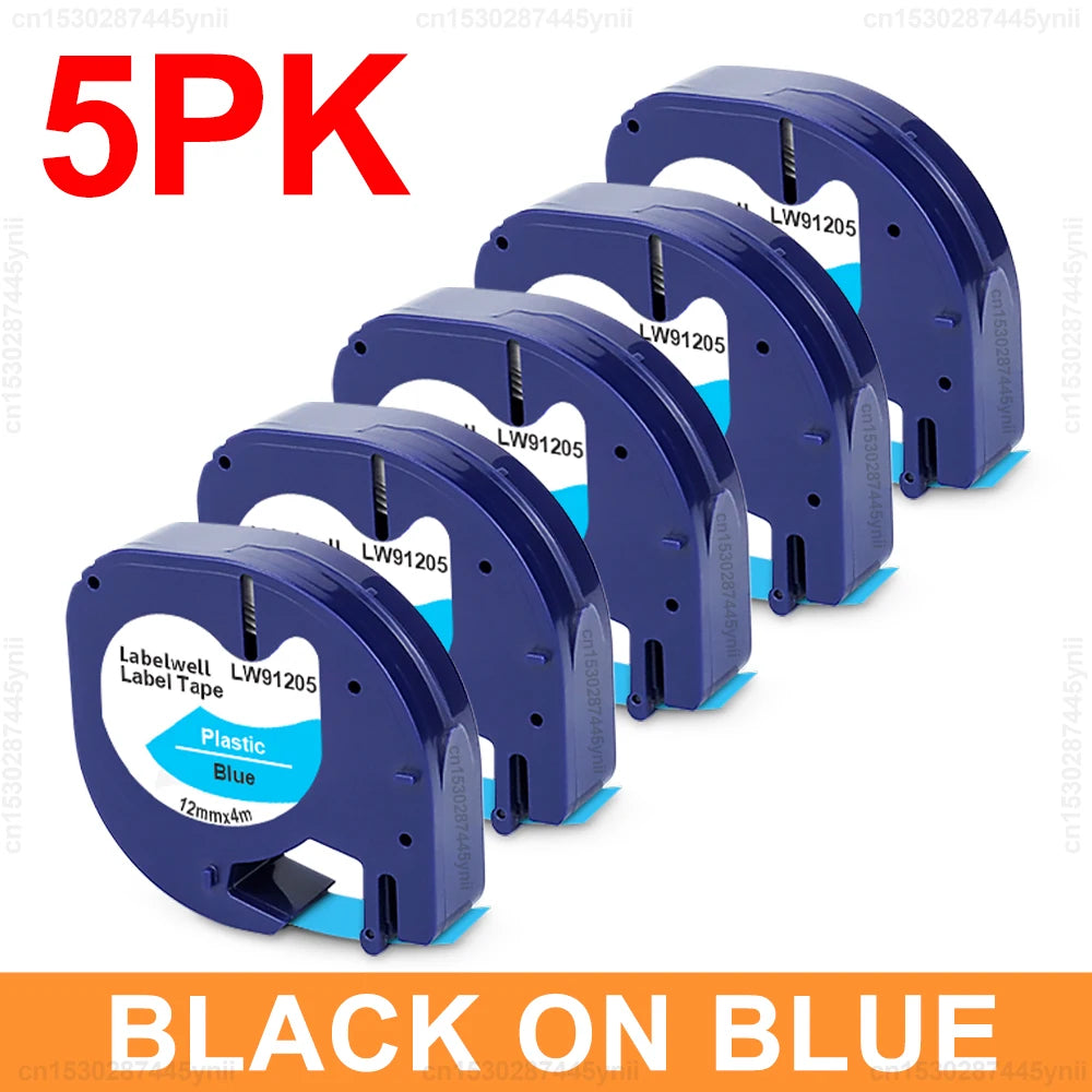 2/5/10Pcs 91201 91202 12267 12mm LT Tape Compatible for Dymo Letratag 91221 91331 91200 Label Tape for DYMO LT-100H Label Maker