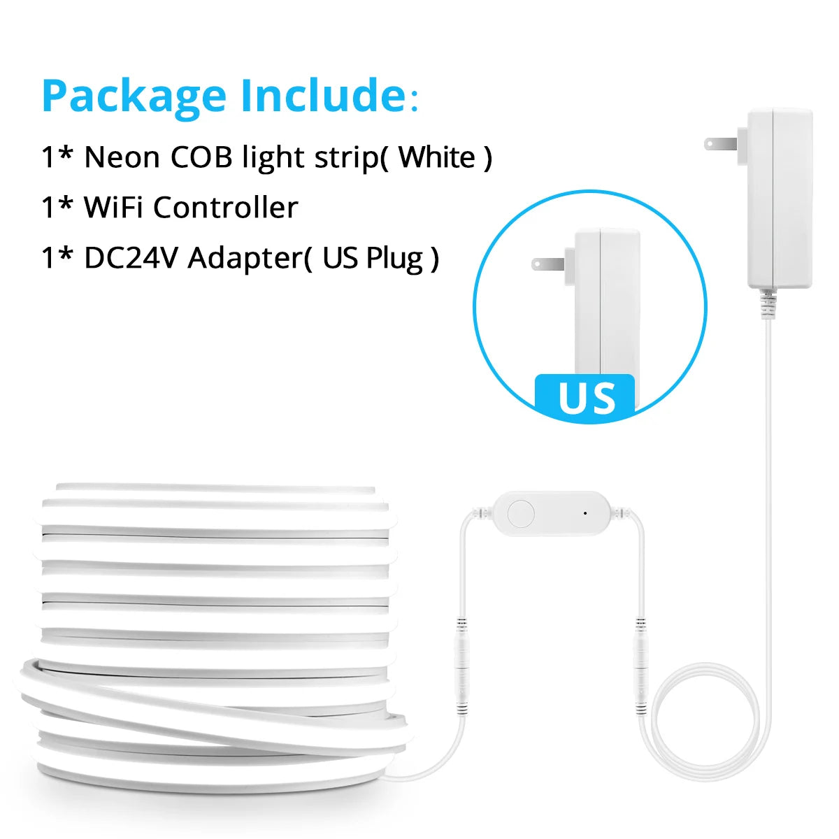 Alexa Silicone 24V Cob LED Strip Tuya Smart Home Wifi Lights Self Adhesive Neon Tape With Dimmable LED Dimmer Controller 5m 10m