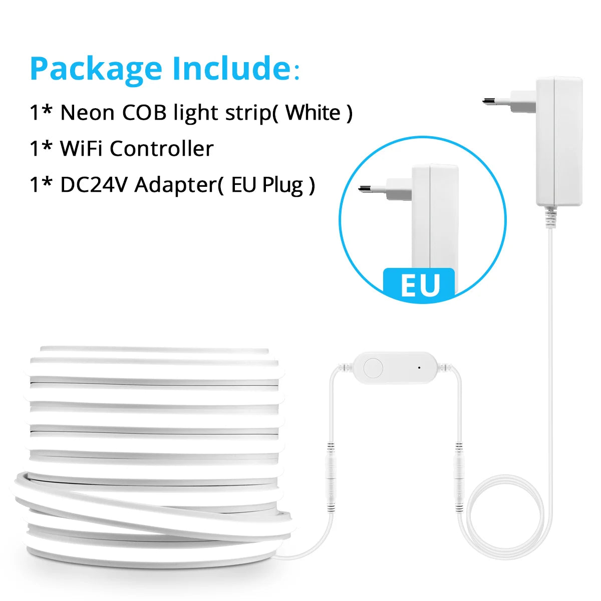 Alexa Silicone 24V Cob LED Strip Tuya Smart Home Wifi Lights Self Adhesive Neon Tape With Dimmable LED Dimmer Controller 5m 10m