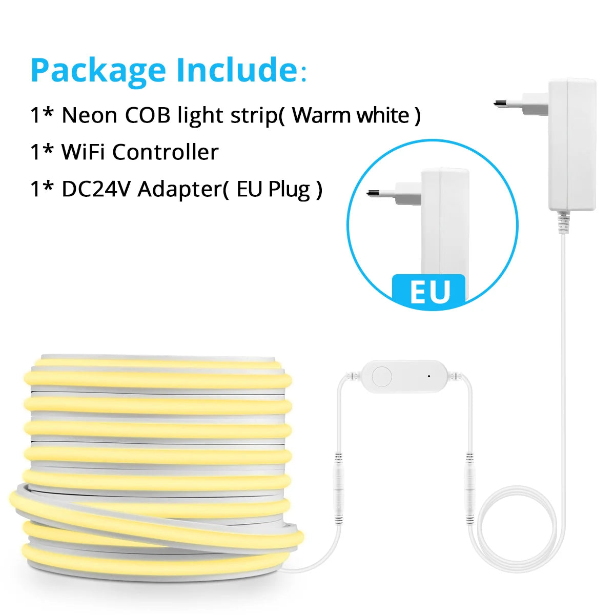 Alexa Silicone 24V Cob LED Strip Tuya Smart Home Wifi Lights Self Adhesive Neon Tape With Dimmable LED Dimmer Controller 5m 10m