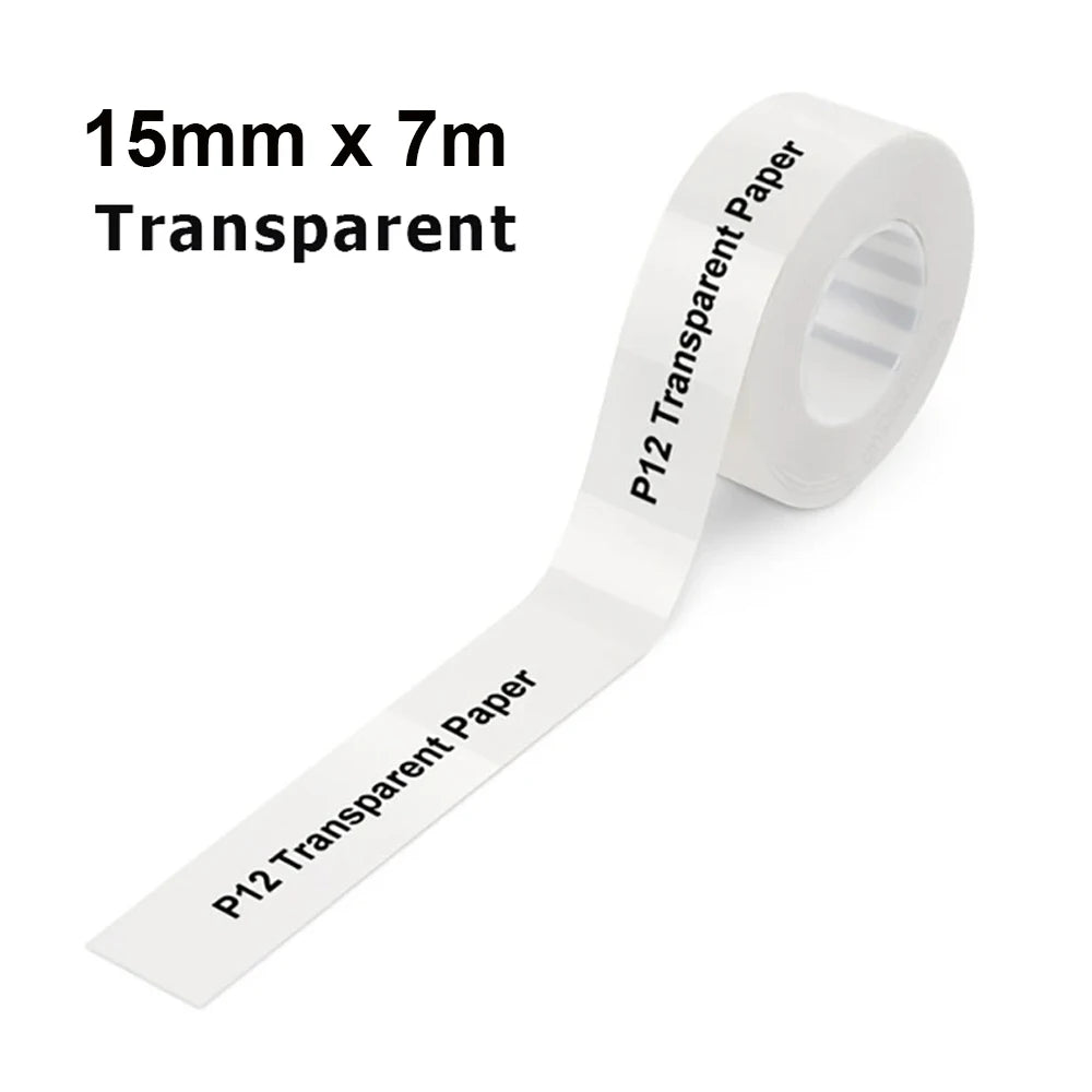P12 Thermal Label Paper 15mm*4M/15mm*7M Adhesive Continue Label tape for P12/P15/P50/Q30/D30 KingJim LR5C Office Label Printer