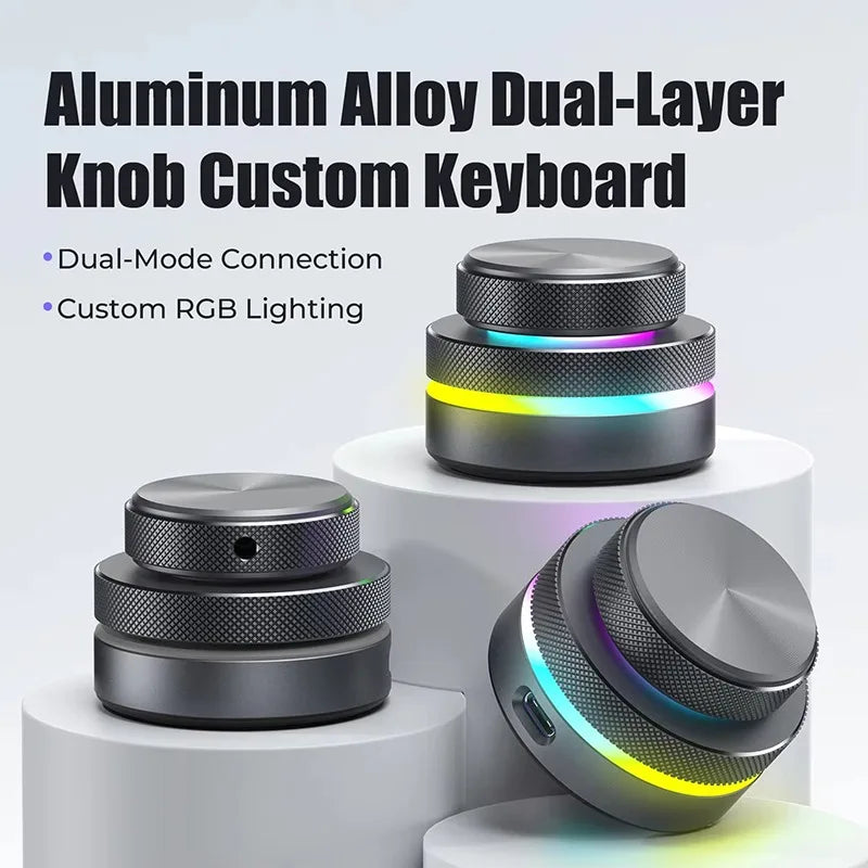Reverse Direction Knob Single Key Keyboard Custom Multimedia Live Streaming Volume Knob Aluminum Alloy Cnc Bluetooth Keyboard