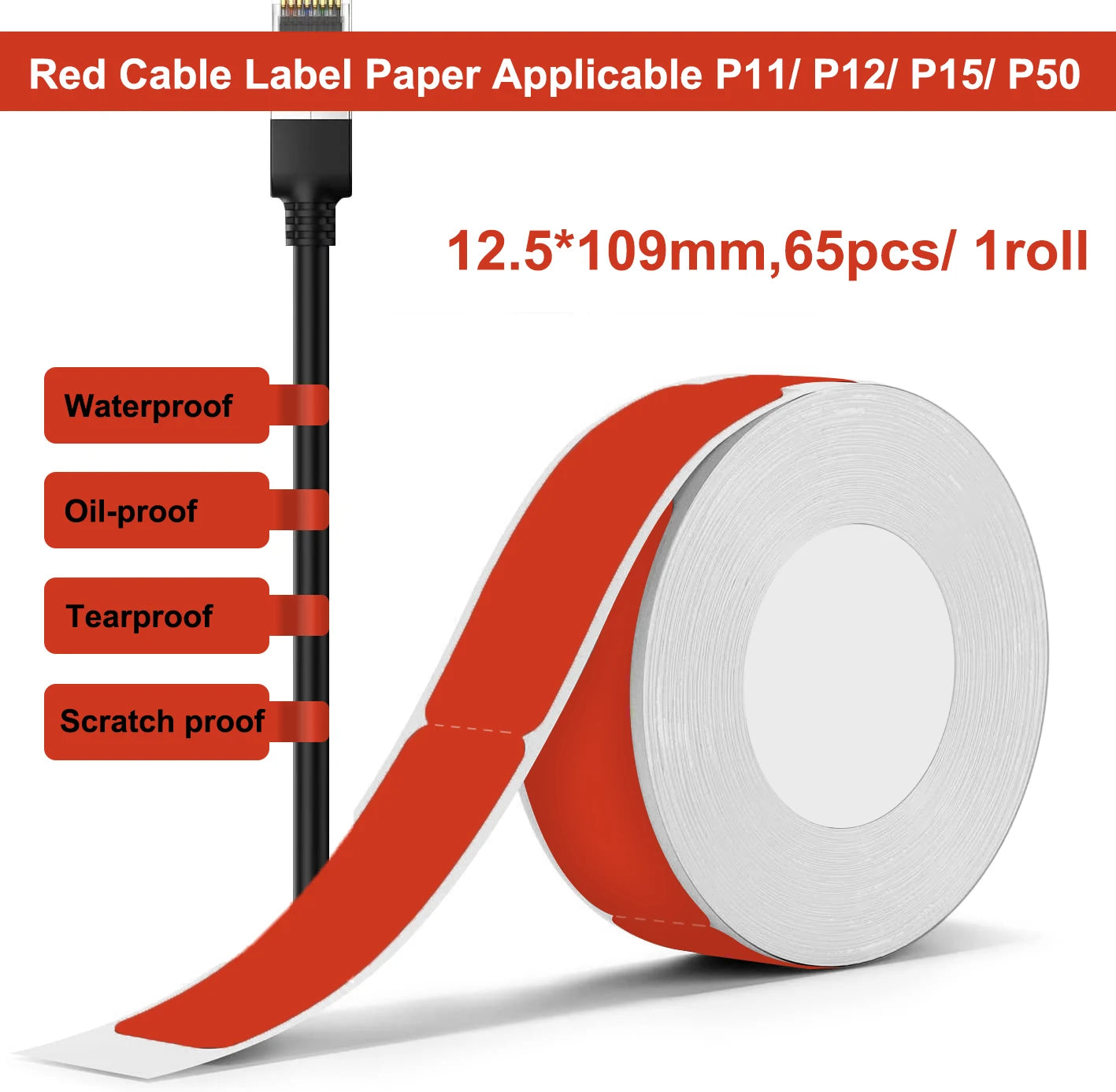 P12 Thermal Label Paper 15mm*4M/15mm*7M Adhesive Continue Label tape for P12/P15/P50/Q30/D30 KingJim LR5C Office Label Printer