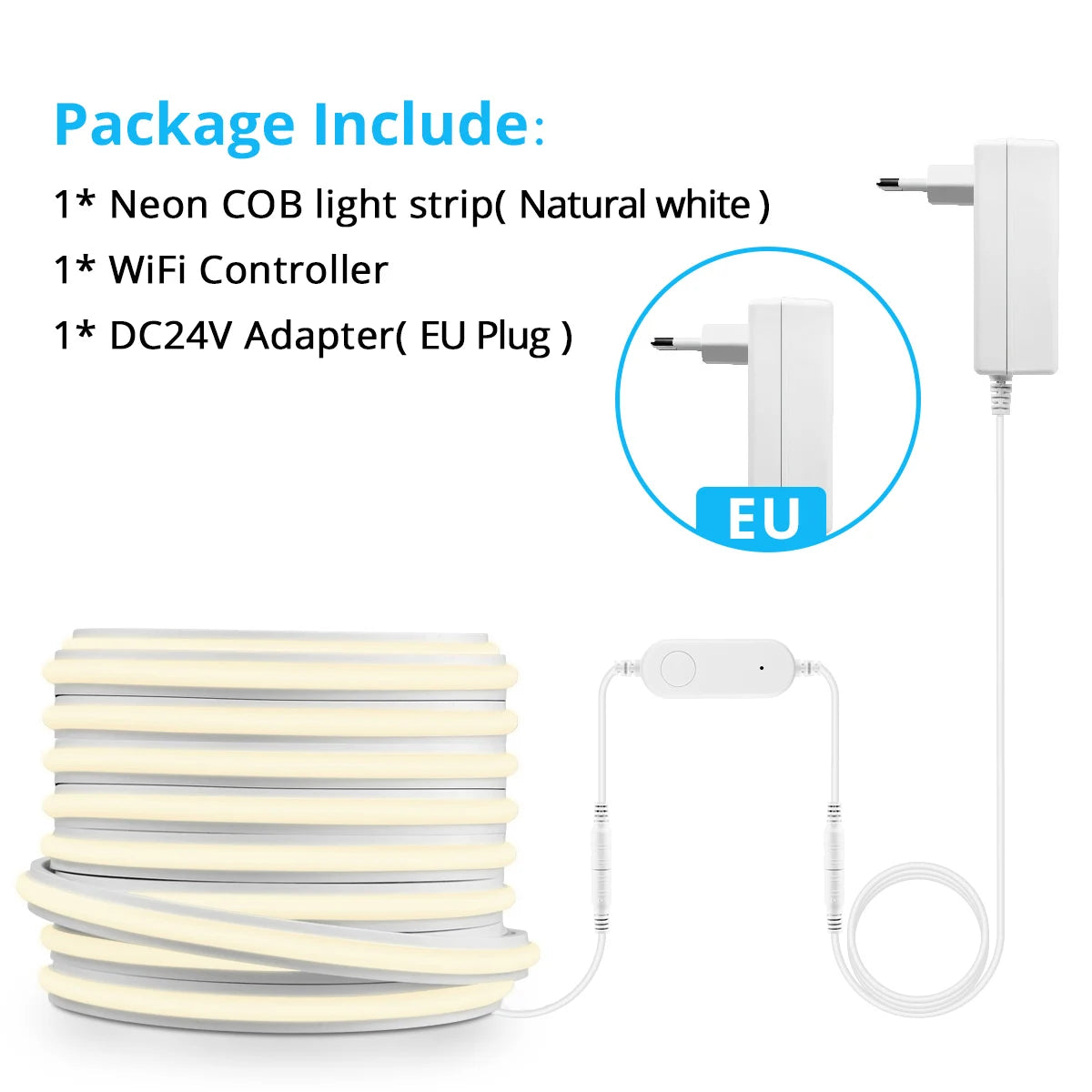 Alexa Silicone 24V Cob LED Strip Tuya Smart Home Wifi Lights Self Adhesive Neon Tape With Dimmable LED Dimmer Controller 5m 10m