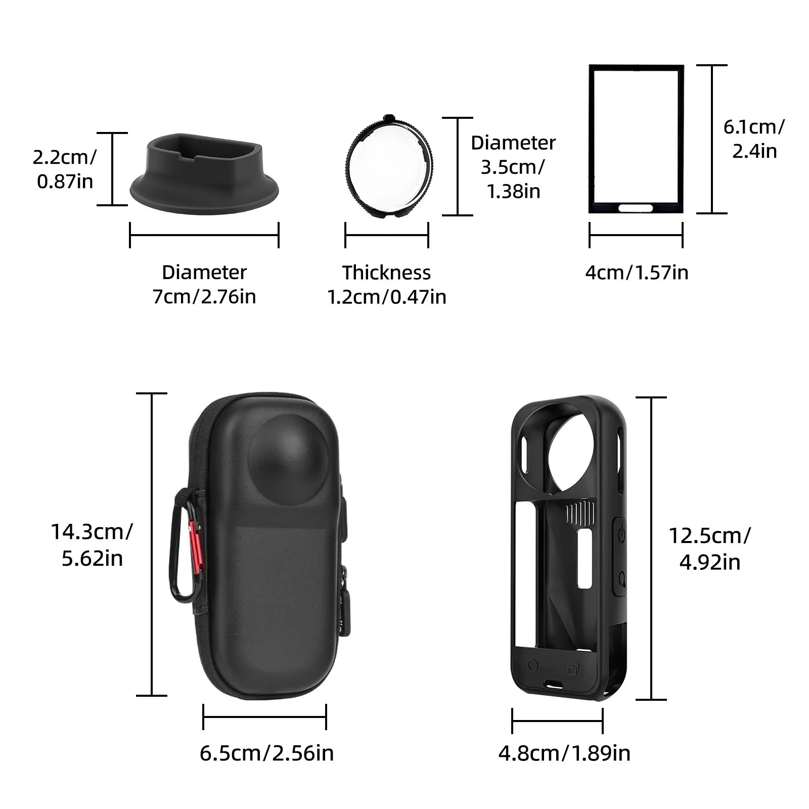 For Insta 360 X5 Accessories Kit Include Carry Case/Silicone Cover/Lens Guards/Screen Tempered Glass/Silicone Support Base Mount