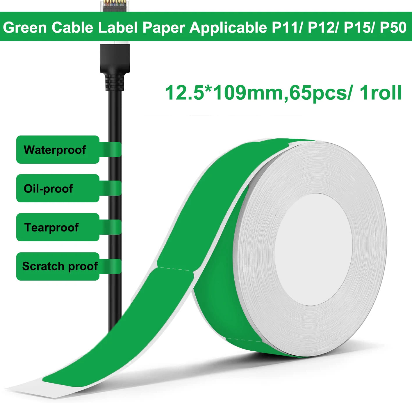 P12 Thermal Label Paper 15mm*4M/15mm*7M Adhesive Continue Label tape for P12/P15/P50/Q30/D30 KingJim LR5C Office Label Printer