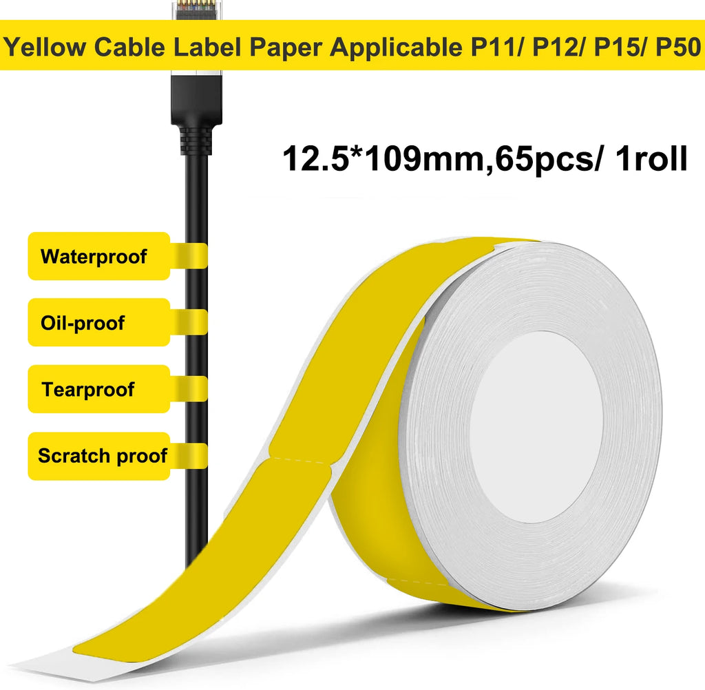 P12 Thermal Label Paper 15mm*4M/15mm*7M Adhesive Continue Label tape for P12/P15/P50/Q30/D30 KingJim LR5C Office Label Printer