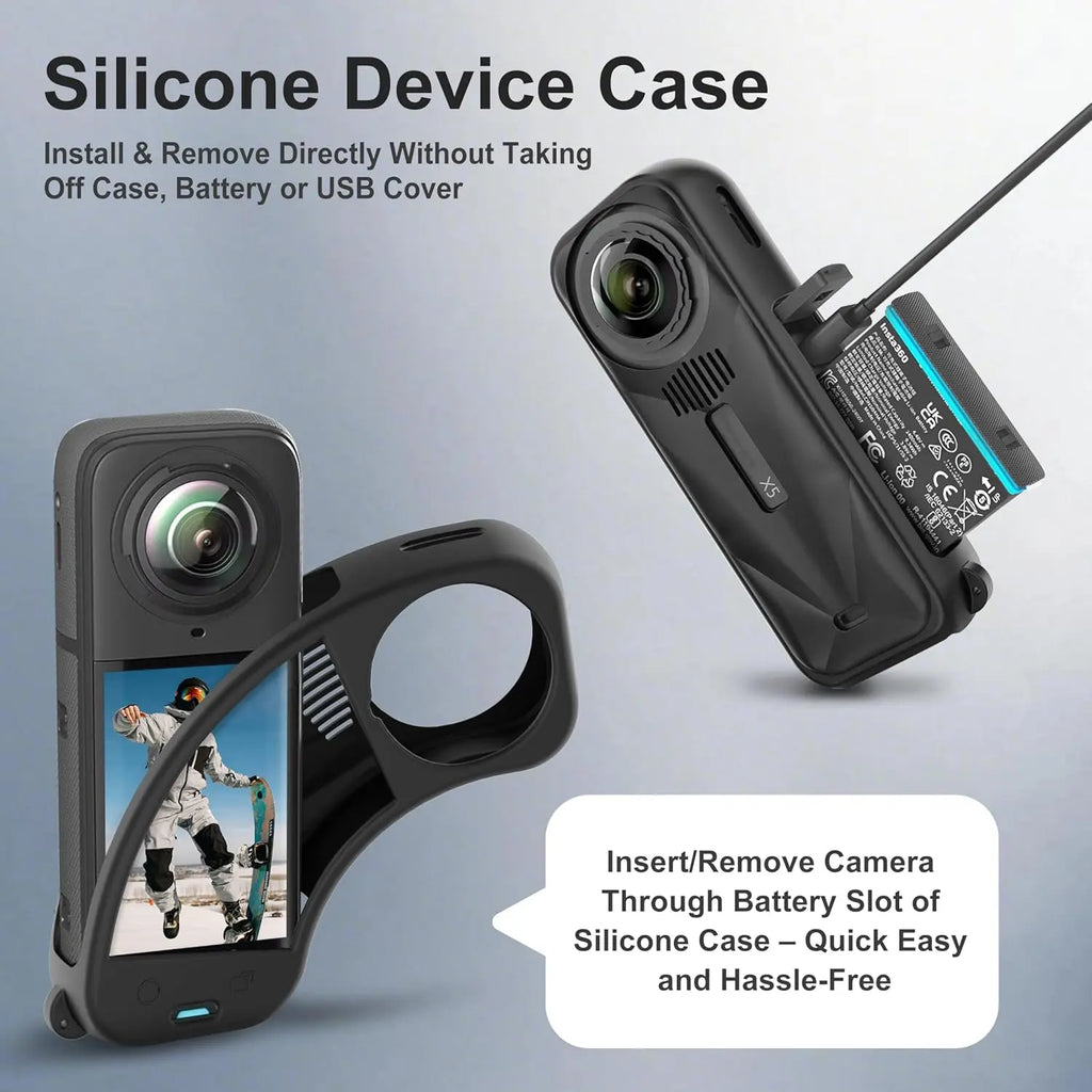For Insta 360 X5 Accessories Kit Include Carry Case/Silicone Cover/Lens Guards/Screen Tempered Glass/Silicone Support Base Mount