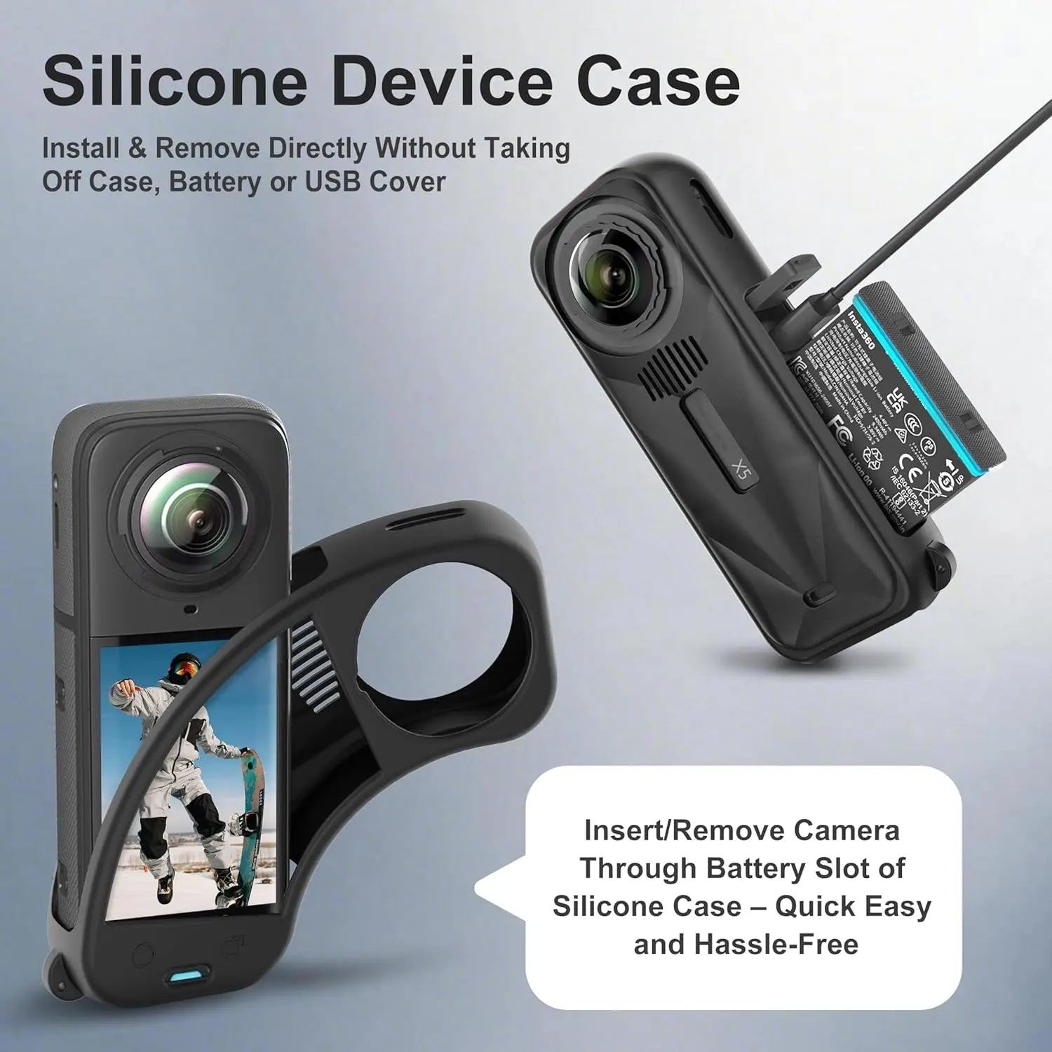 For Insta 360 X5 Accessories Kit Include Carry Case/Silicone Cover/Lens Guards/Screen Tempered Glass/Silicone Support Base Mount