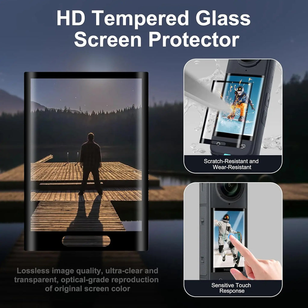 For Insta 360 X5 Accessories Kit Include Carry Case/Silicone Cover/Lens Guards/Screen Tempered Glass/Silicone Support Base Mount