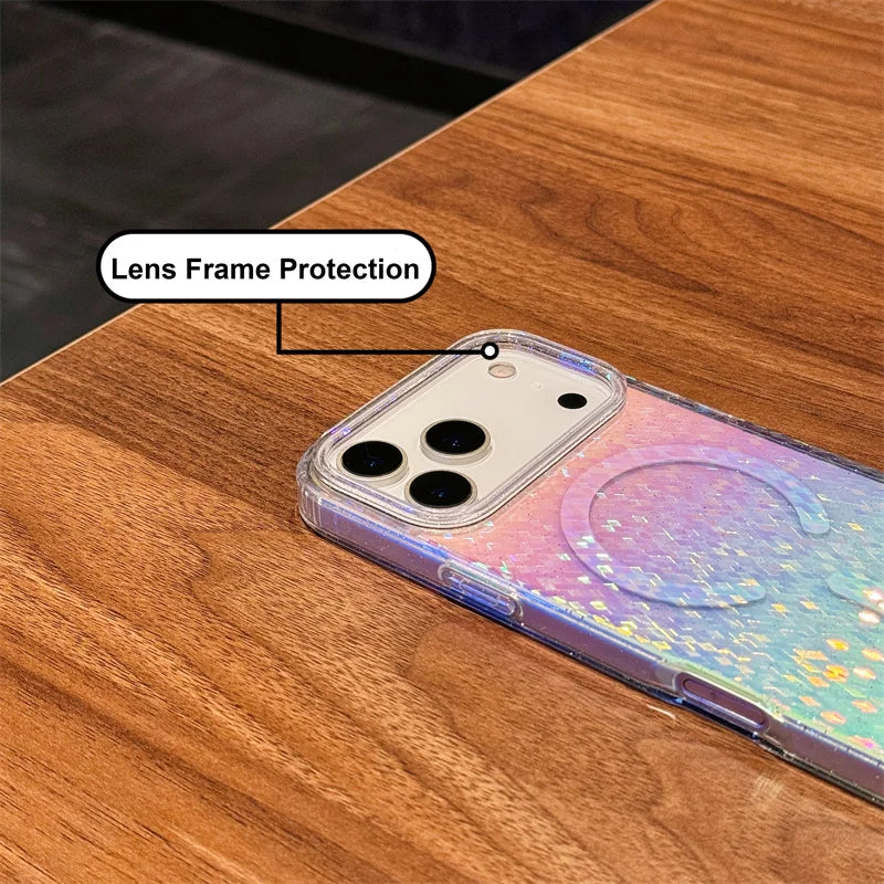 Gradient Glitter Bling Color Wireless Charging Magnetic For Magsafe Cases For iPhone 17 Air 16 15 14 Plus 13 12 Pro Max 11 Cover