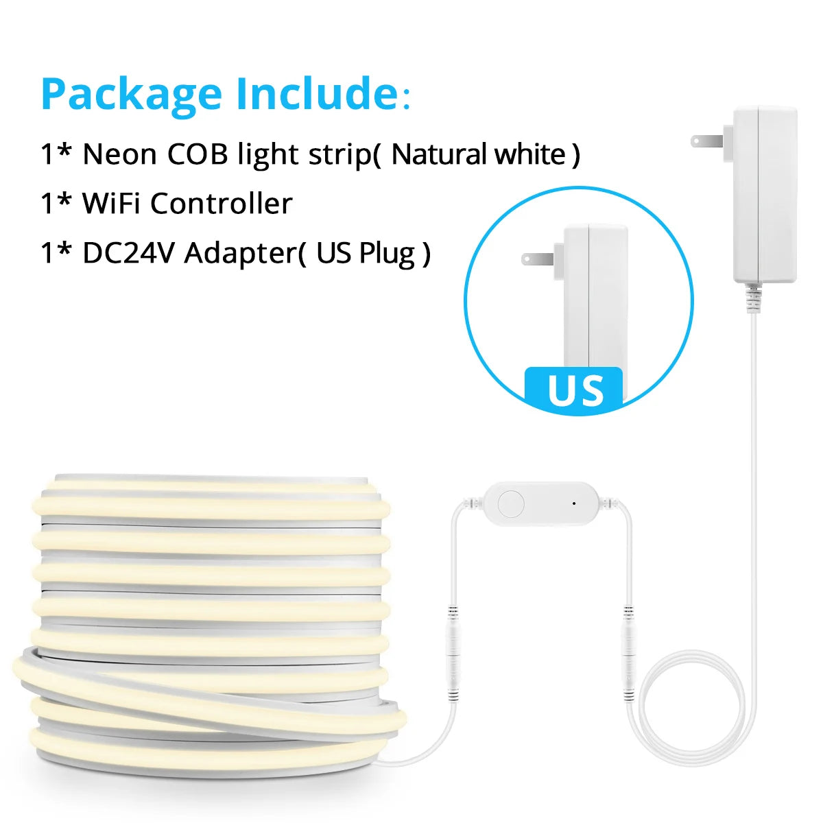 Alexa Silicone 24V Cob LED Strip Tuya Smart Home Wifi Lights Self Adhesive Neon Tape With Dimmable LED Dimmer Controller 5m 10m