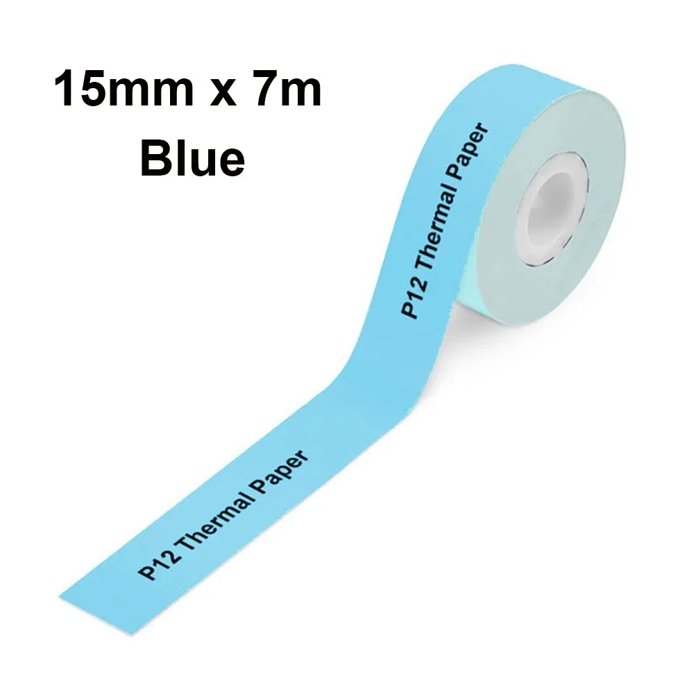 P12 Thermal Label Paper 15mm*4M/15mm*7M Adhesive Continue Label tape for P12/P15/P50/Q30/D30 KingJim LR5C Office Label Printer