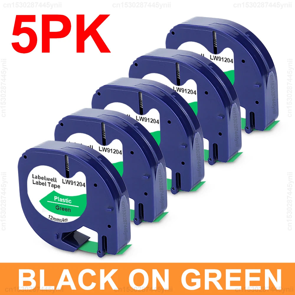 2/5/10Pcs 91201 91202 12267 12mm LT Tape Compatible for Dymo Letratag 91221 91331 91200 Label Tape for DYMO LT-100H Label Maker