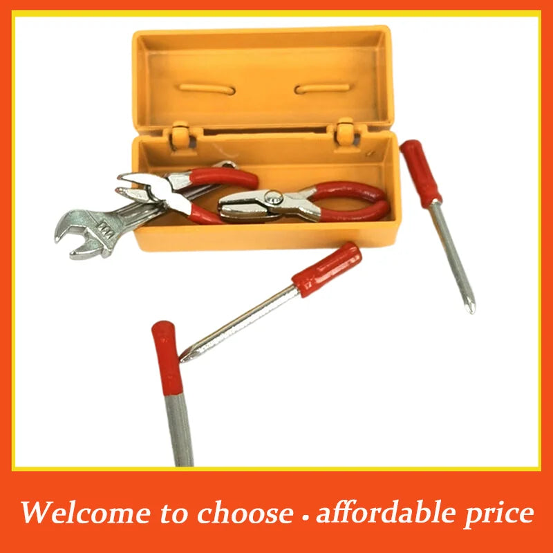 *1Set Furniture Accessories Doll House Decor Toys Gift Dollhouse Miniature Toolbox 【 Tool Box+6 Tools 】Handmade Tools Sets Model
