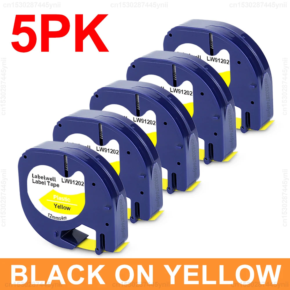 2/5/10Pcs 91201 91202 12267 12mm LT Tape Compatible for Dymo Letratag 91221 91331 91200 Label Tape for DYMO LT-100H Label Maker