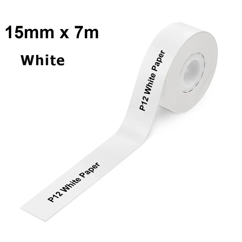 P12 Thermal Label Paper 15mm*4M/15mm*7M Adhesive Continue Label tape for P12/P15/P50/Q30/D30 KingJim LR5C Office Label Printer