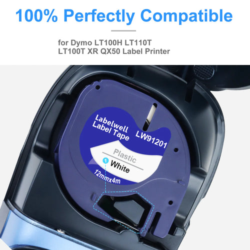 2/5/10Pcs 91201 91202 12267 12mm LT Tape Compatible for Dymo Letratag 91221 91331 91200 Label Tape for DYMO LT-100H Label Maker