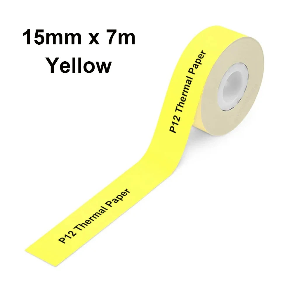 P12 Thermal Label Paper 15mm*4M/15mm*7M Adhesive Continue Label tape for P12/P15/P50/Q30/D30 KingJim LR5C Office Label Printer