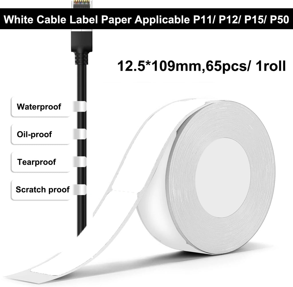 P12 Thermal Label Paper 15mm*4M/15mm*7M Adhesive Continue Label tape for P12/P15/P50/Q30/D30 KingJim LR5C Office Label Printer