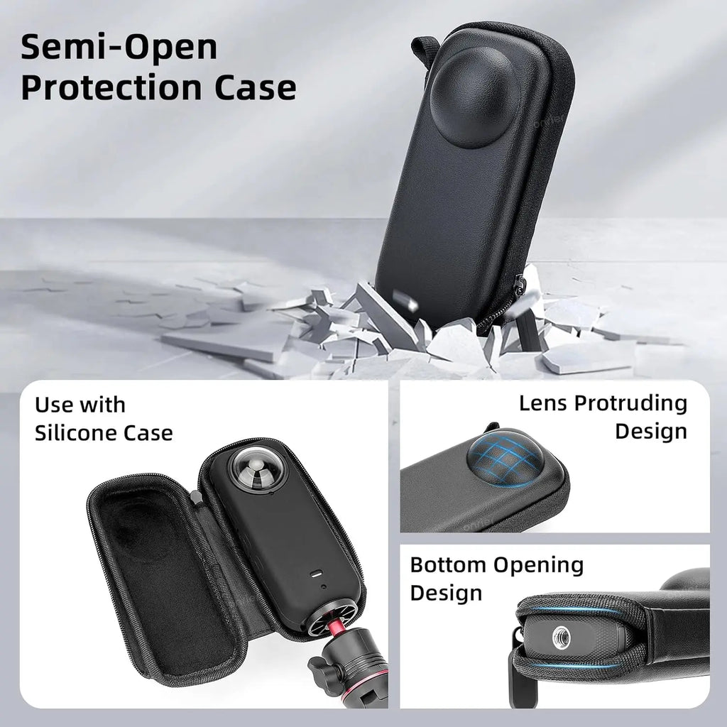 For Insta 360 X5 Accessories Kit Include Carry Case/Silicone Cover/Lens Guards/Screen Tempered Glass/Silicone Support Base Mount